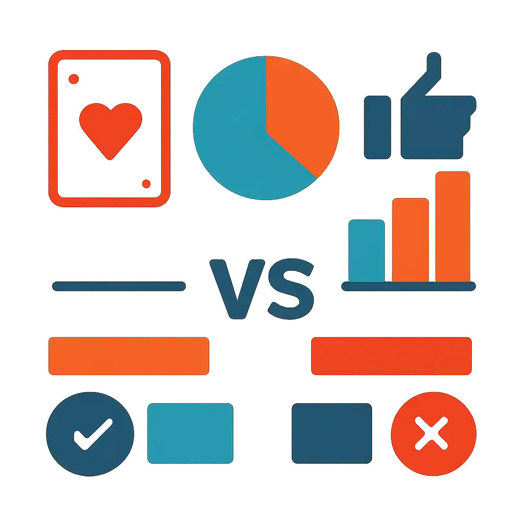 Infographic comparing options using coloured bars and, Andar Bahar