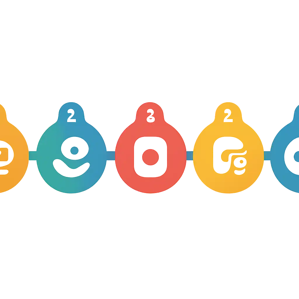 Five numbered circular icons connected by arrows in a horizontal flow, How to Play Andar Bahar Online in India steps