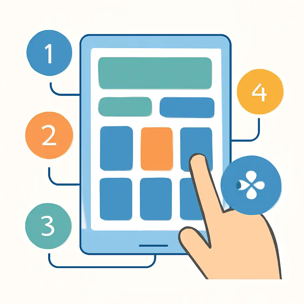 Annotated step diagram: reading the interface process with numbered callouts, Andar Bahar