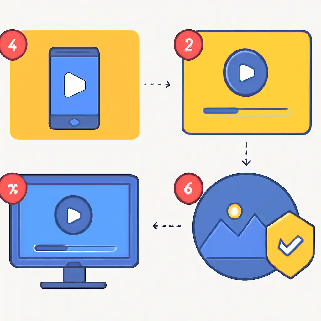 Annotated step diagram: streaming quality process with numbered callouts, Andar Bahar